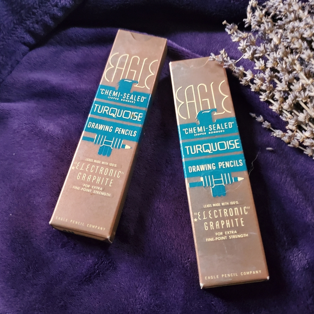Vintage 1936 Eagle Turquoise 3H/4H Unused 22 Drawing Pencils Chemi-Sealed. D-239